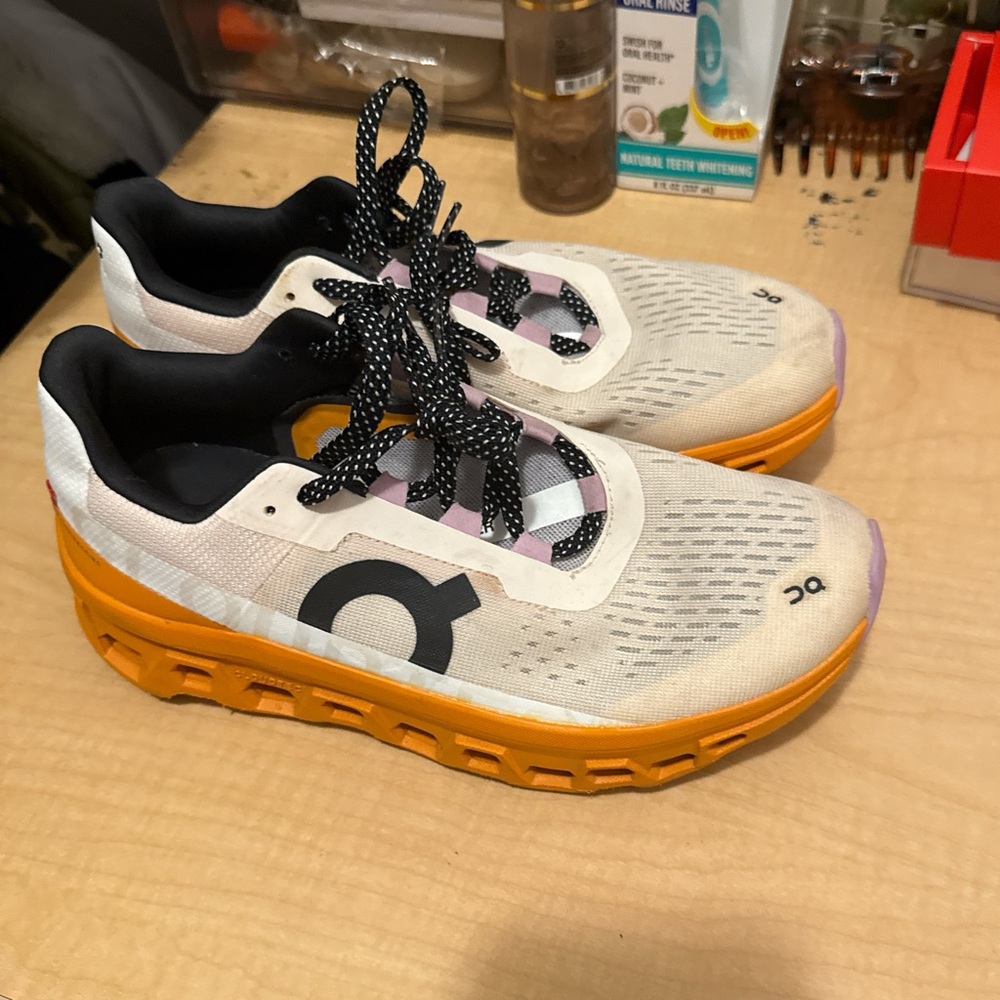 On Running Athletic Shoes in White and Orange - Picture 5 of 6